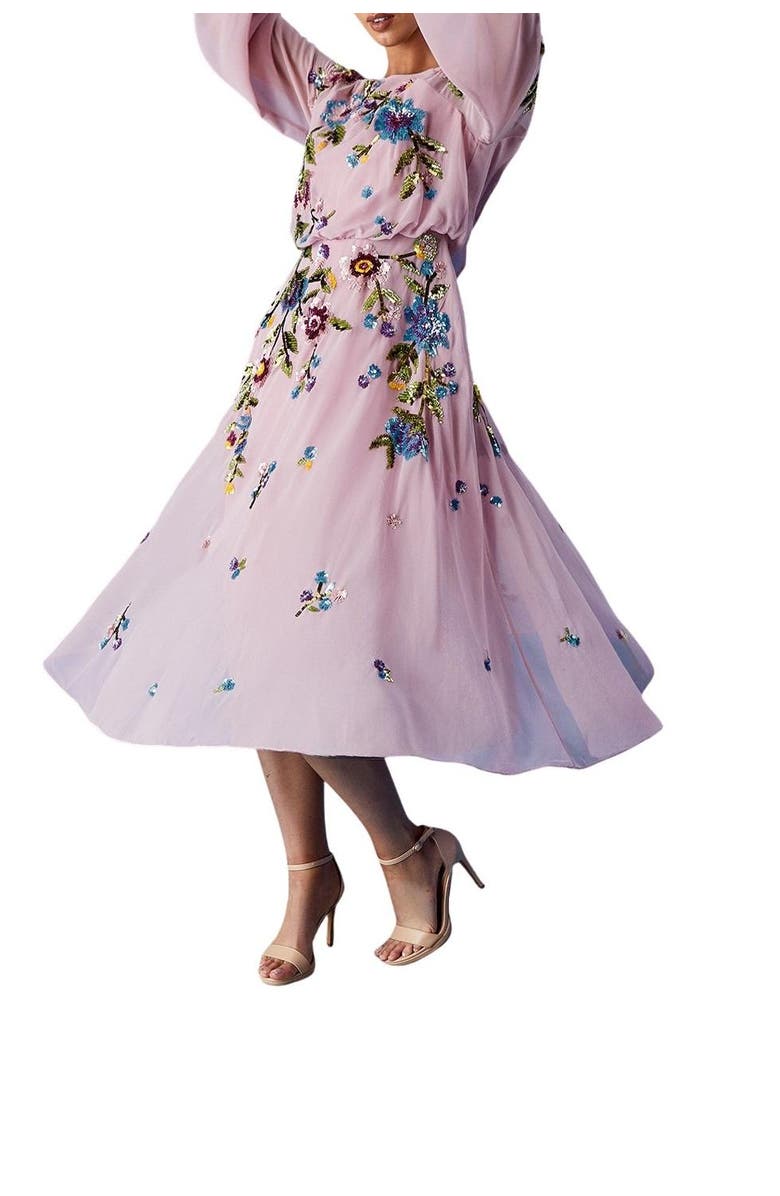 Coast Embellished Sequin Midi Dress, Alternate, color, Rose