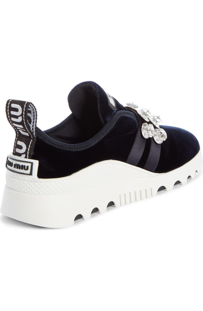 Miu Miu Jewel Strap Slip-On Sneaker, Alternate, color,
