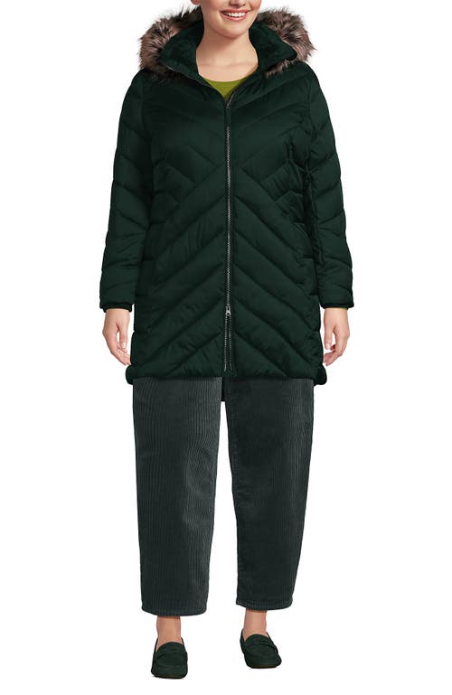 Lands' End Plus Size Featherfree Cozy Fleece Lined Winter Coat In Green