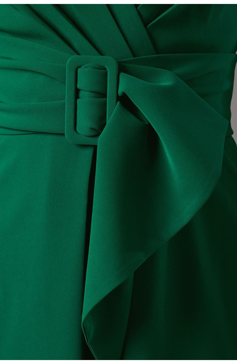 Coast Belted Crepe V-Neck Midi Dress, Alternate, color, Emerald