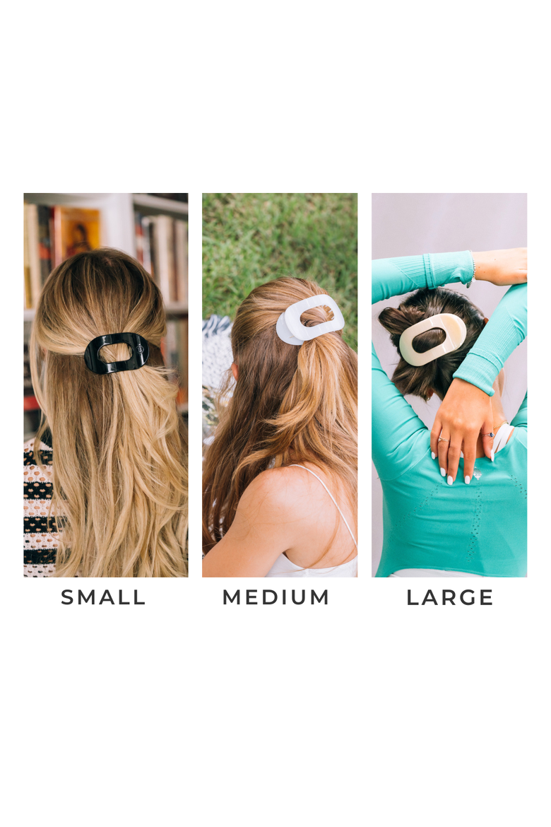 Large Flat Round Hair Clip, Alternate, color, Coconut White