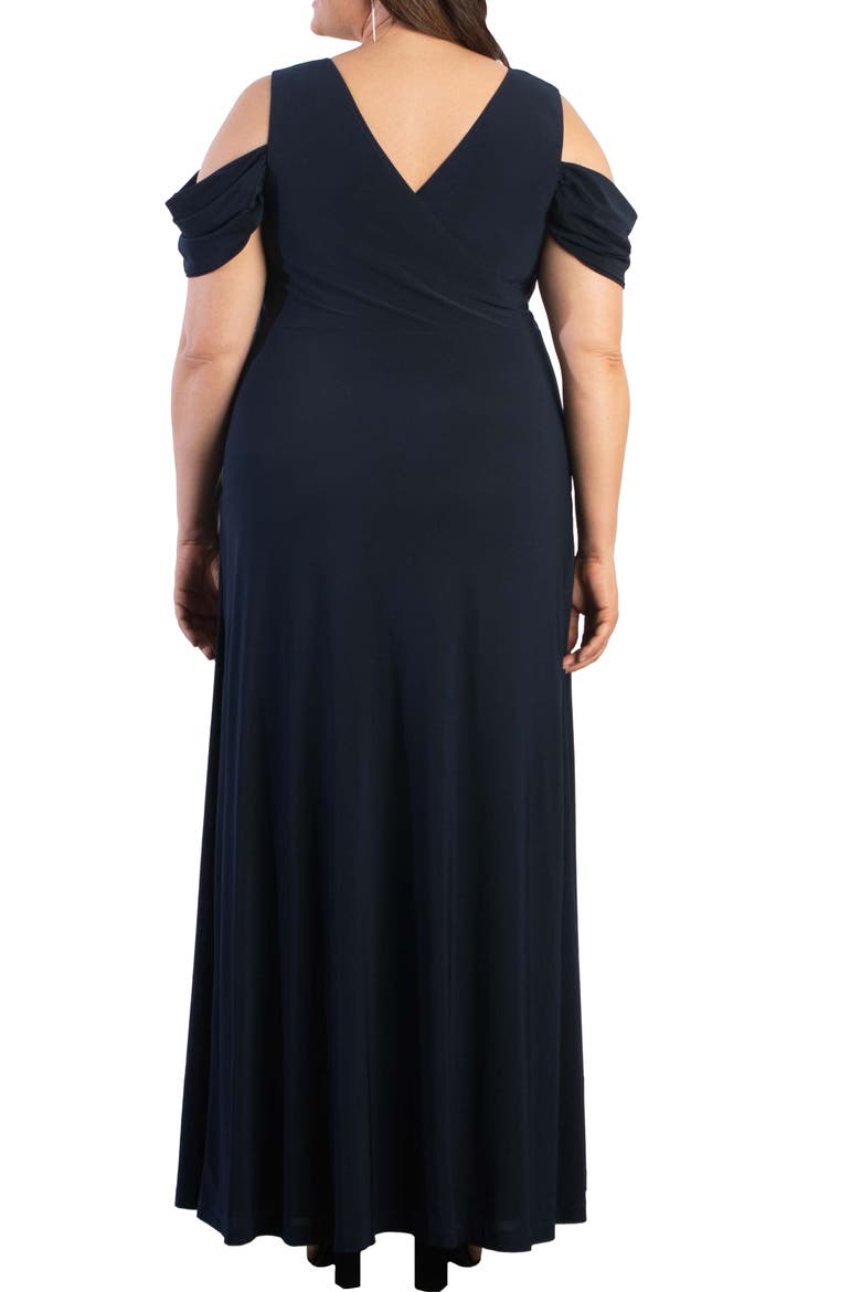 Gala Glam Cold Shoulder Gown, Alternate, color, NOCTURNAL NAVY