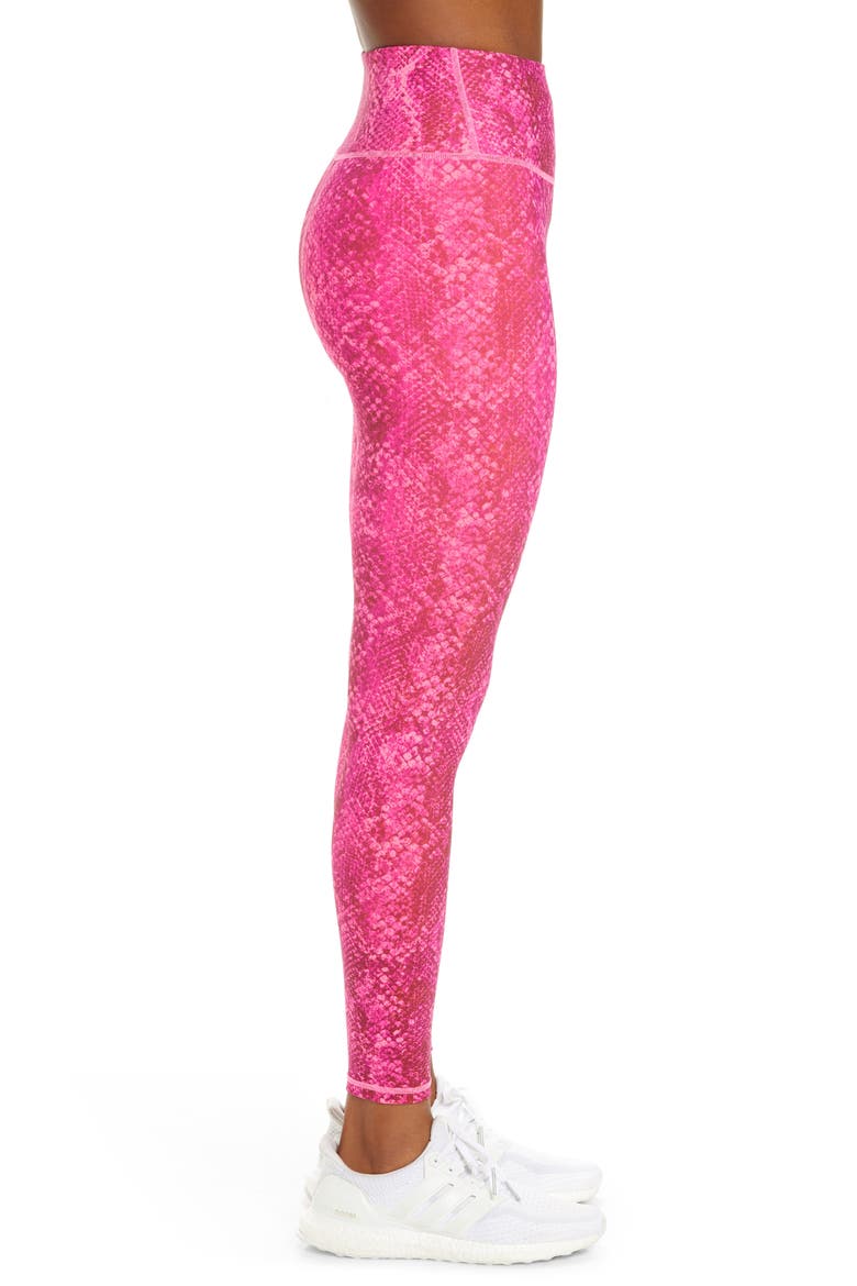 Snakeskin Print High Waist Leggings, Alternate, color, KNOCKOUT PINK