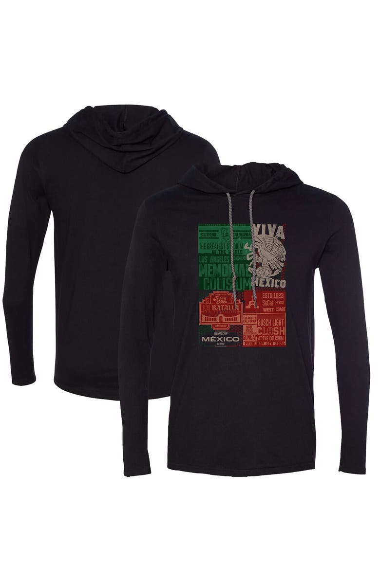CHECKERED FLAG Men's Checkered Flag Sports Black 2024 Clash at the Coliseum Mexico Series Long Sleeve Hoodie T-Shirt, Alternate, color,