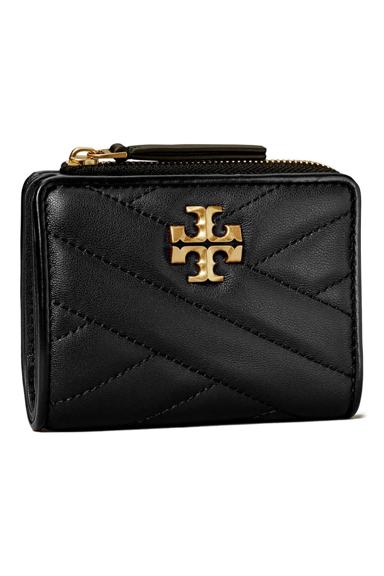 Kira Chevron Quilted Leather Bifold Wallet, Alternate, color, BLACK