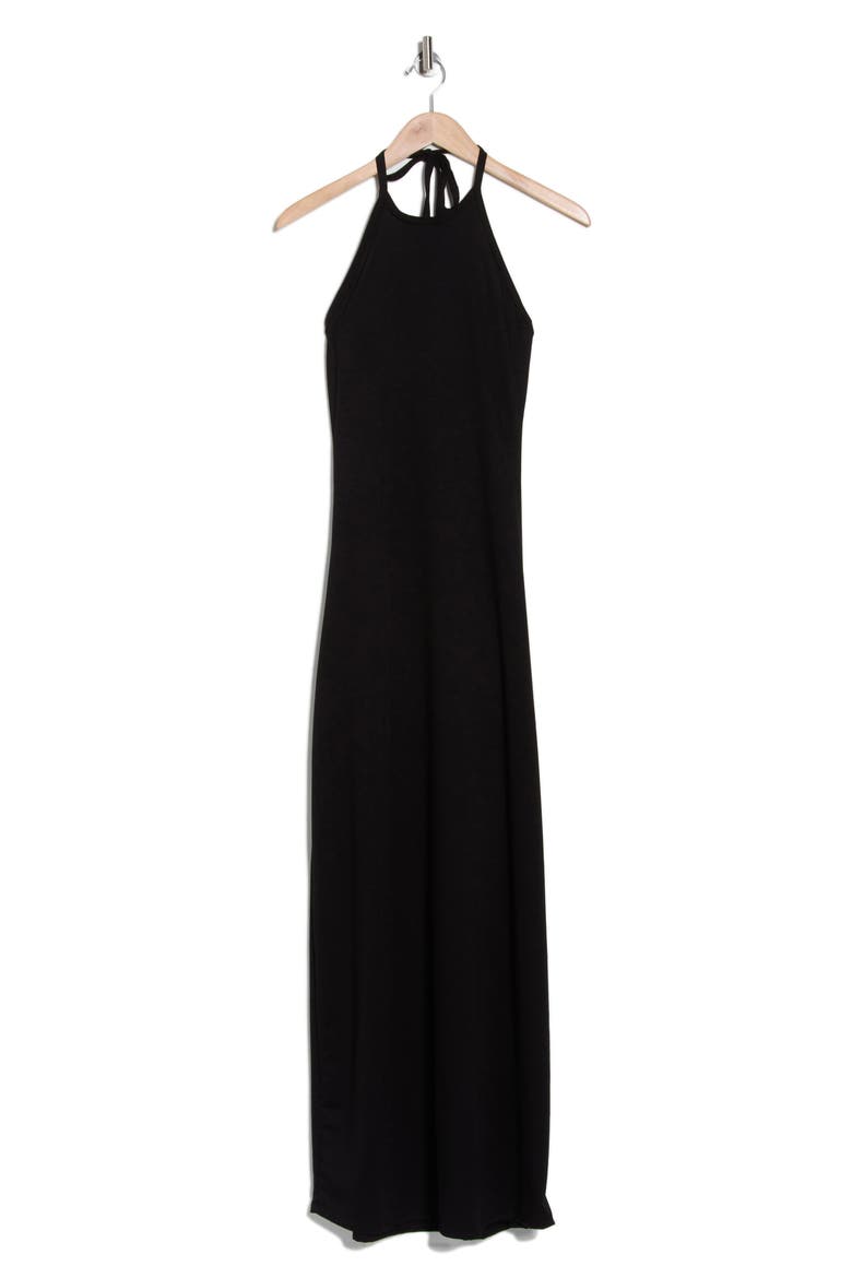 Halter Maxi Dress, Alternate, color, BLACK