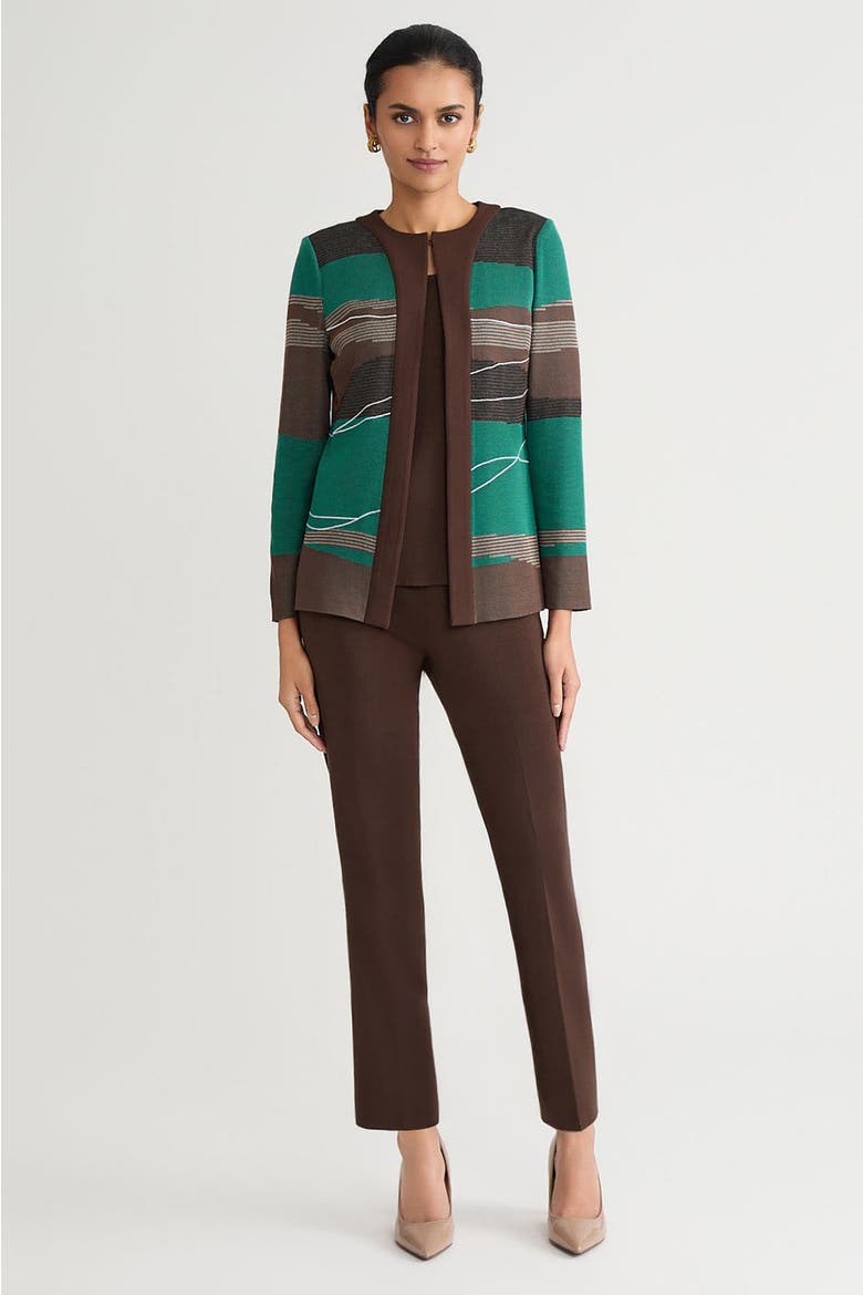Heritage Embroidered Landscape Jacquard Knit Jacket, Alternate, color, Everest/Dark Umber/Black/Ivory