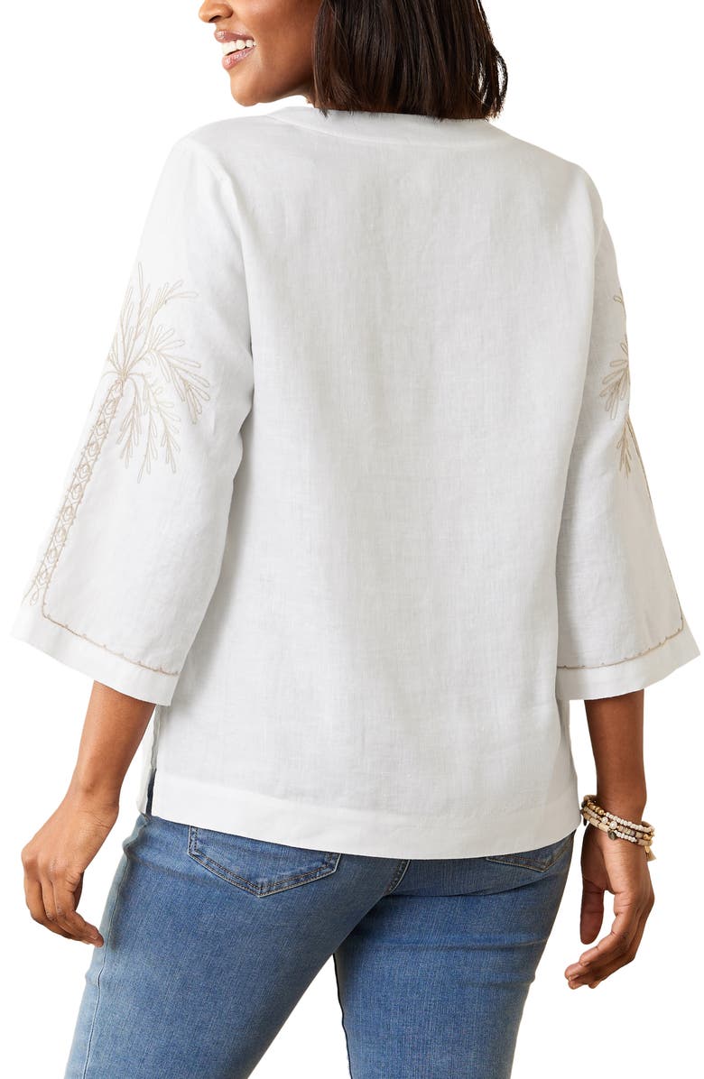 Tommy Bahama Breezy Palms Embroidered Linen Tunic Top, Alternate, color, 