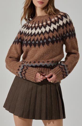 Astr The Label Feyre Fair Isle Crewneck Sweater