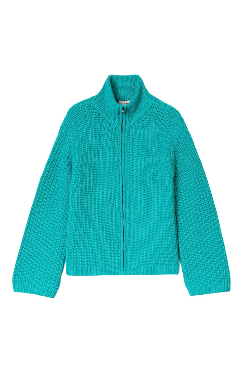 GOBI Mongolian Cashmere Chunky Cashmere Cardigan with Zipper, Alternate, color, Dynasty Green