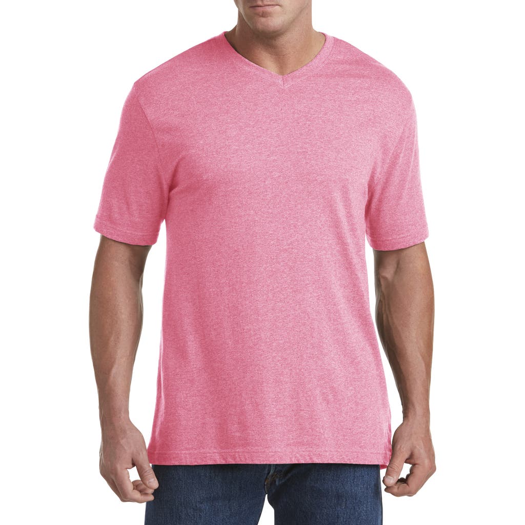 Harbor Bay By Dxl Big & Tall Moisture-wicking Jersey V-neck T-shirt In Chateaurose Hthr
