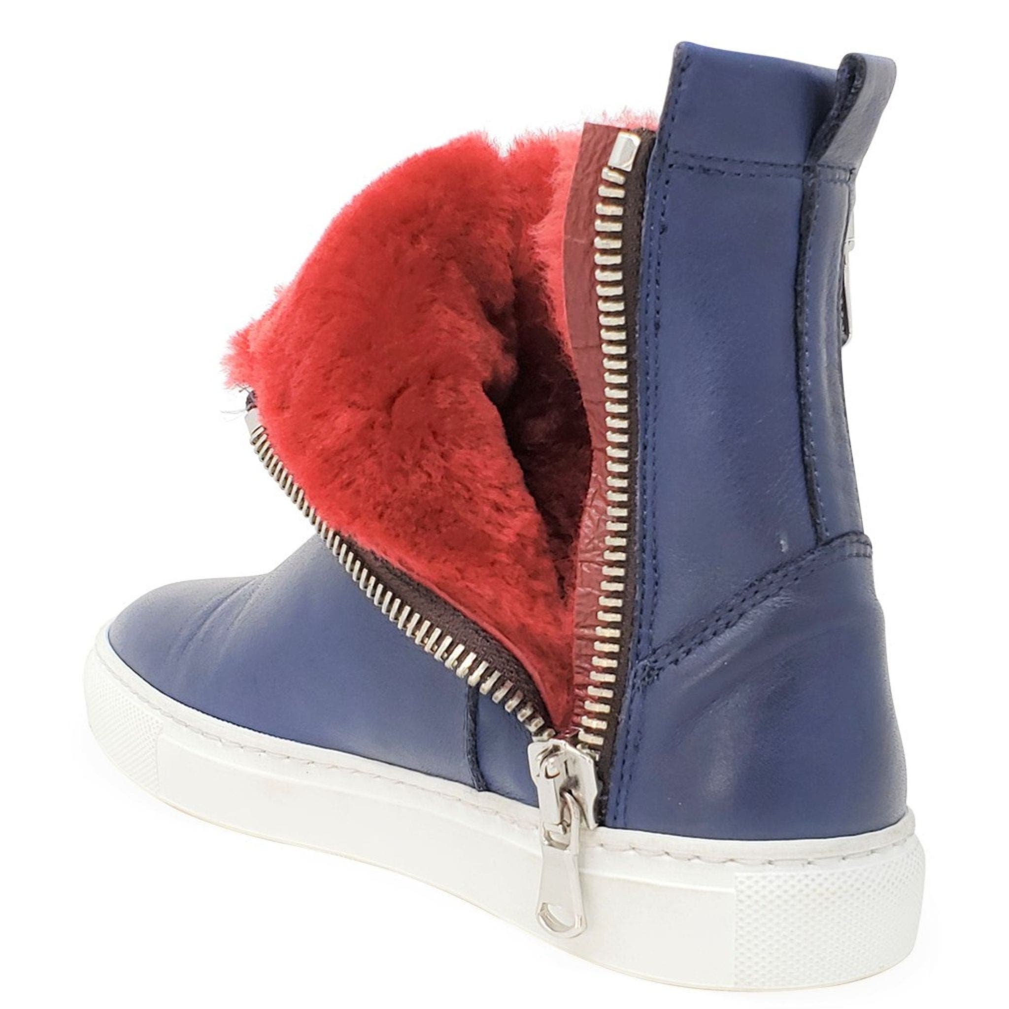 Double Zip Shearling Boot, Alternate, color, Navy/Red