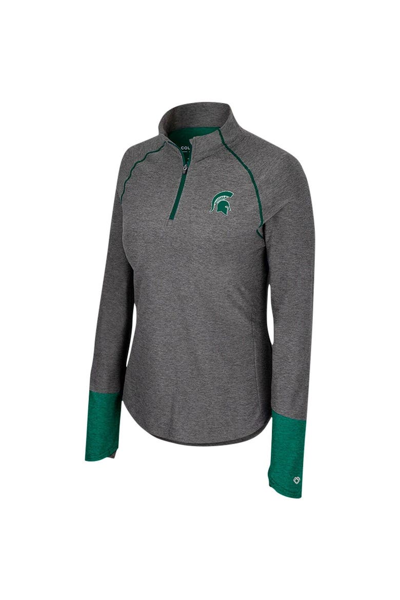 Women's Colosseum  Black Michigan State Spartans Morningside Sleeve Hit Raglan Quarter-Zip Top, Alternate, color, Black
