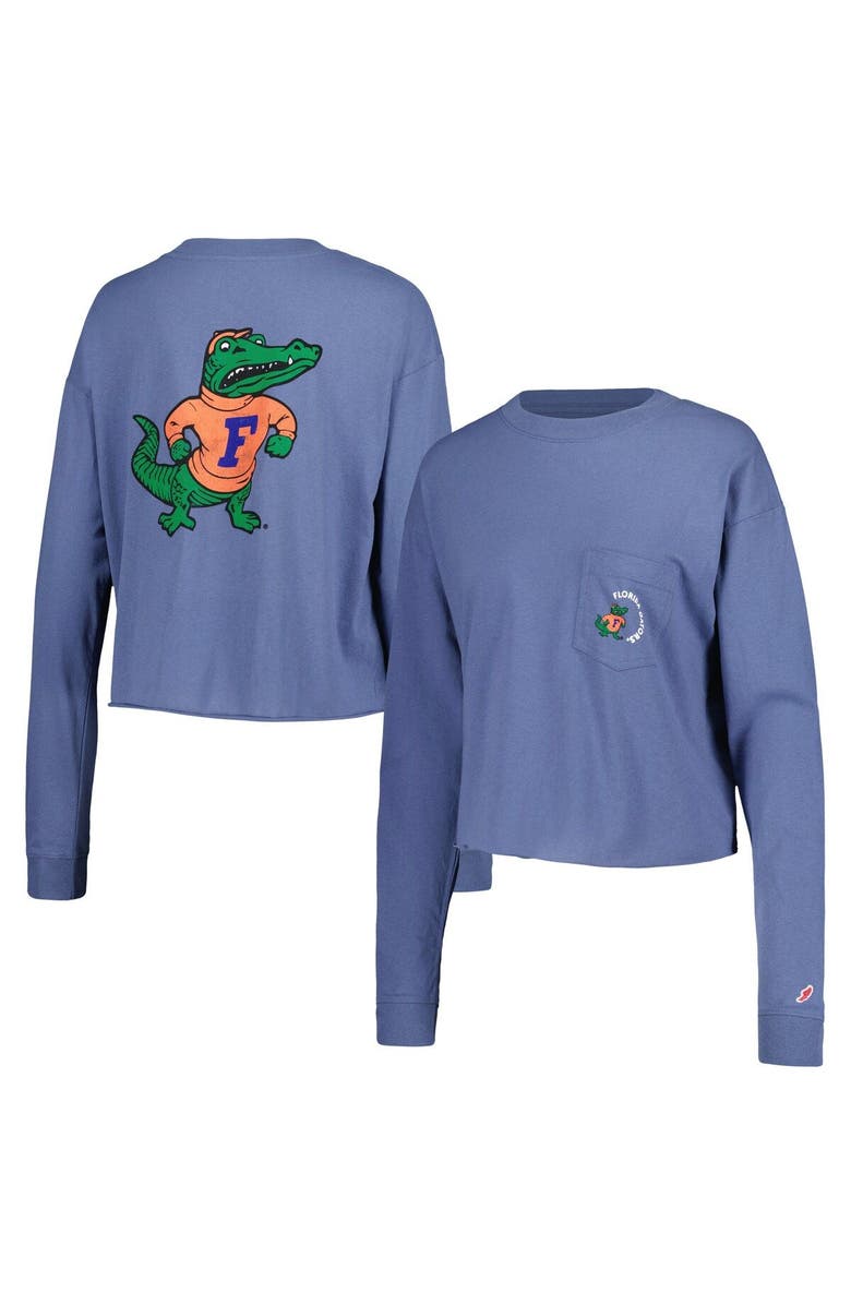 LEAGUE COLLEGIATE WEAR Women's League Collegiate Wear Royal Florida Gators Clothesline Midi Long Sleeve Cropped T-Shirt, Main, color,