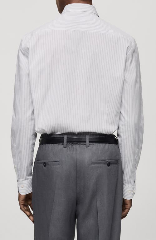 Mango Regular Fit Stripe Stretch Cotton Button-up Shirt In White