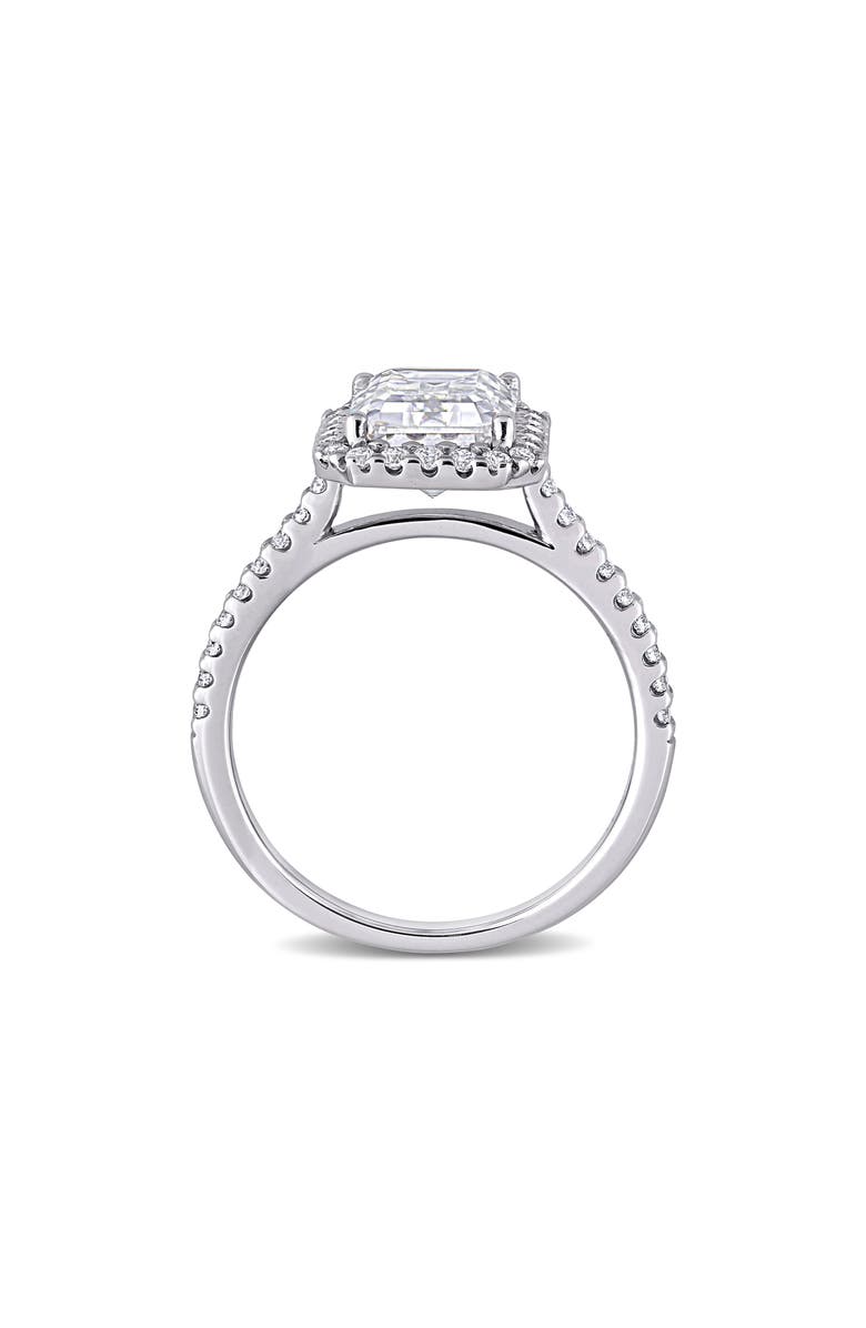 DELMAR 10K White Gold Emerald Cut Created Moissanite Engagement Ring, Alternate, color, White