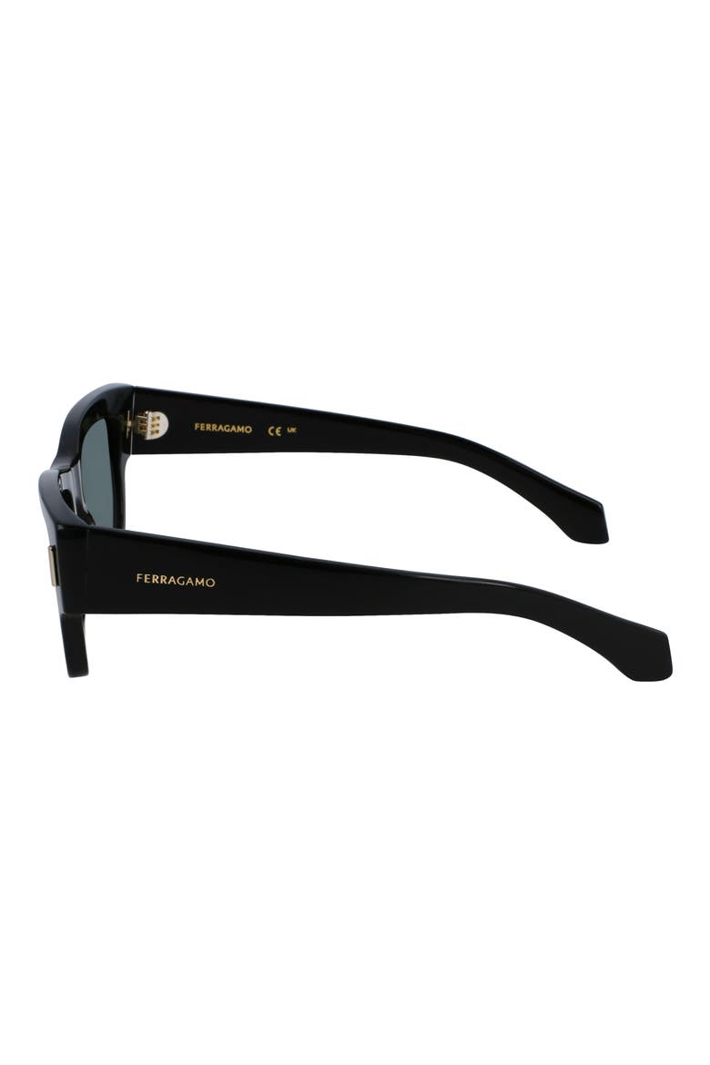 Rivets 53mm Rectangular Sunglasses, Alternate, color, BLACK