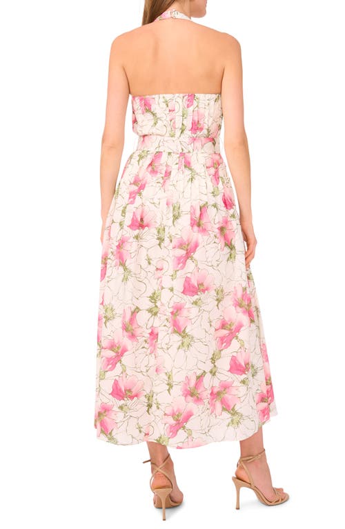 Cece Floral Cotton Halter Maxi Dress In Multi
