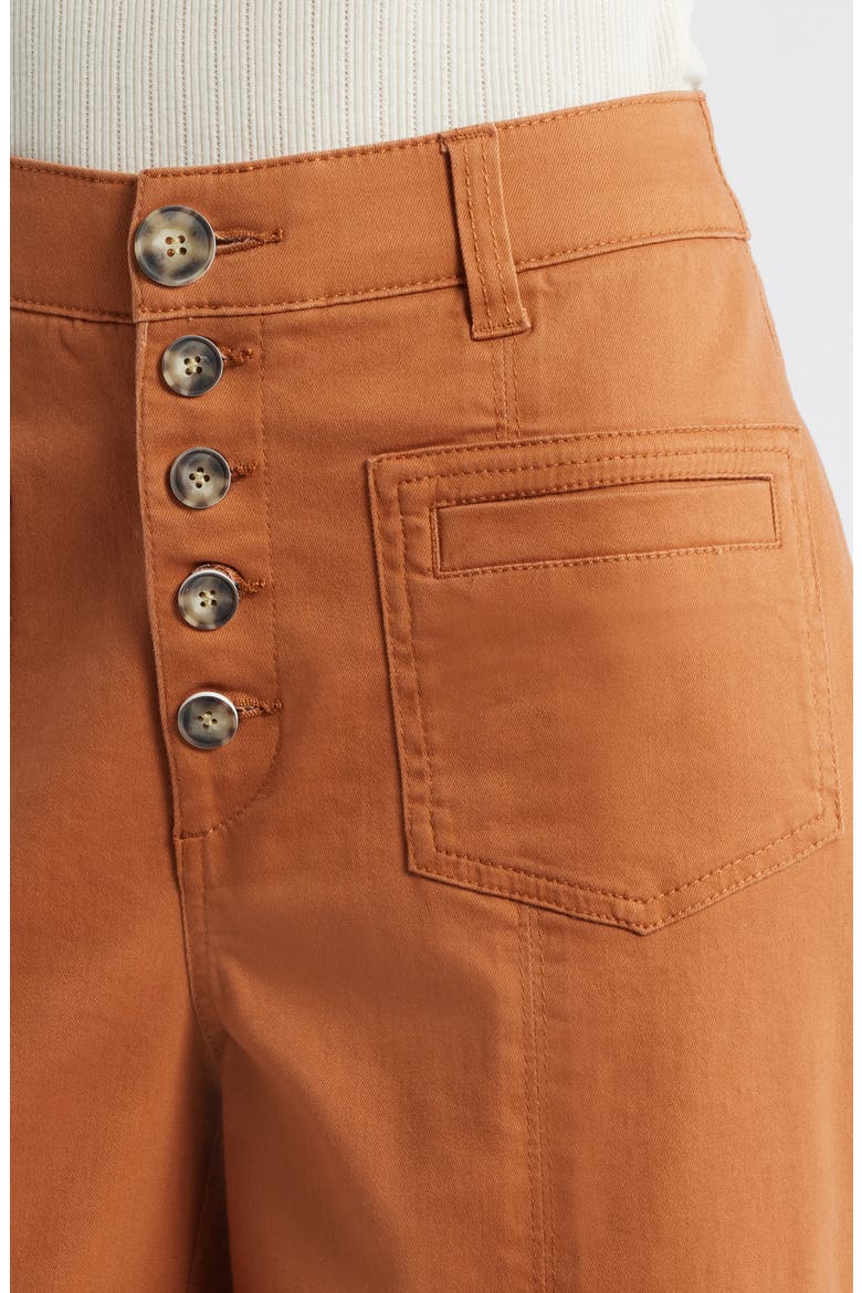 Skyrise High Waist Exposed Button Fly Wide Leg Pants, Alternate, color, DESERT BRONZE