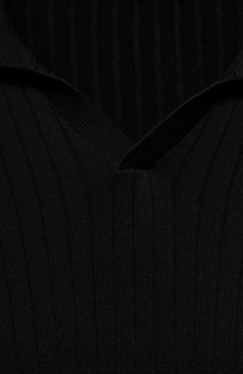 MANGO Long Sleeve Rib Knit Polo Sweater, Alternate, color, 