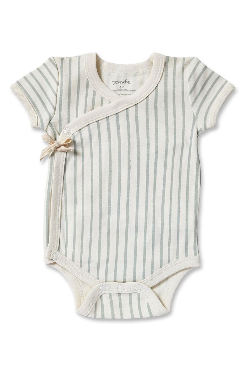 Pehr Stripes Away Organic Cotton Wrap Bodysuit, Main, color,