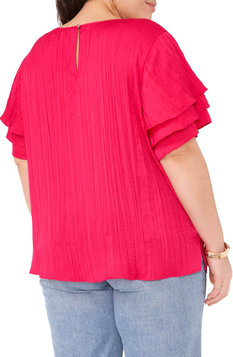 Vince Camuto Ruffle Sleeve Rumple Satin Top, Alternate, color, 