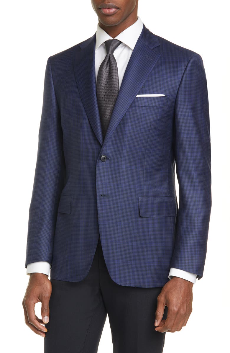 Canali Classic Fit Check Wool Sport Coat, Main, color, 