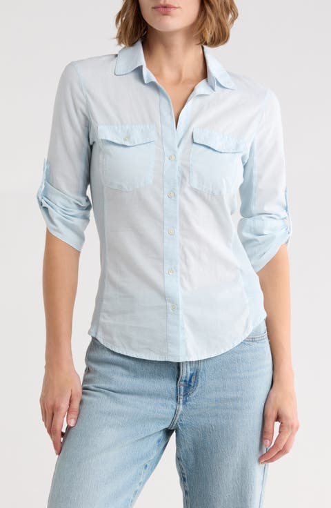 Three-Quarter Sleeve Button-Up Shirt