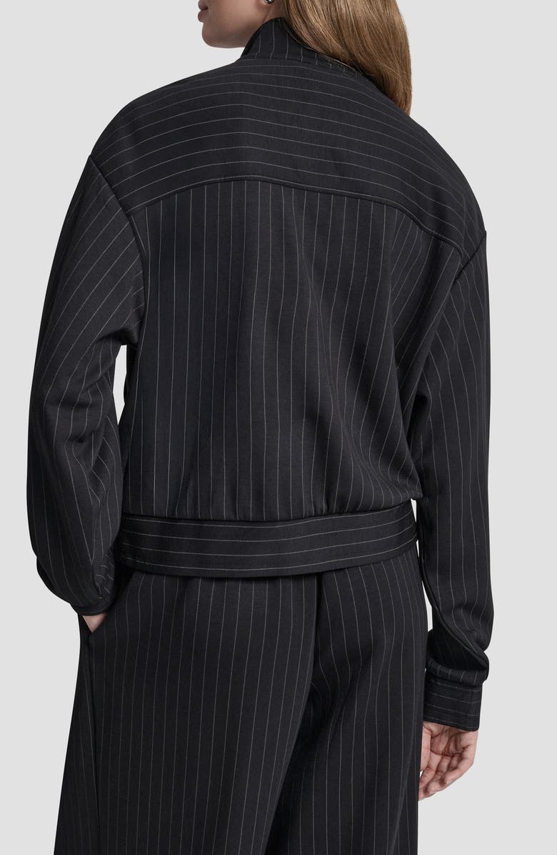 DKNY Pinstripe Zip Jacket, Alternate, color, Black Pinstripe