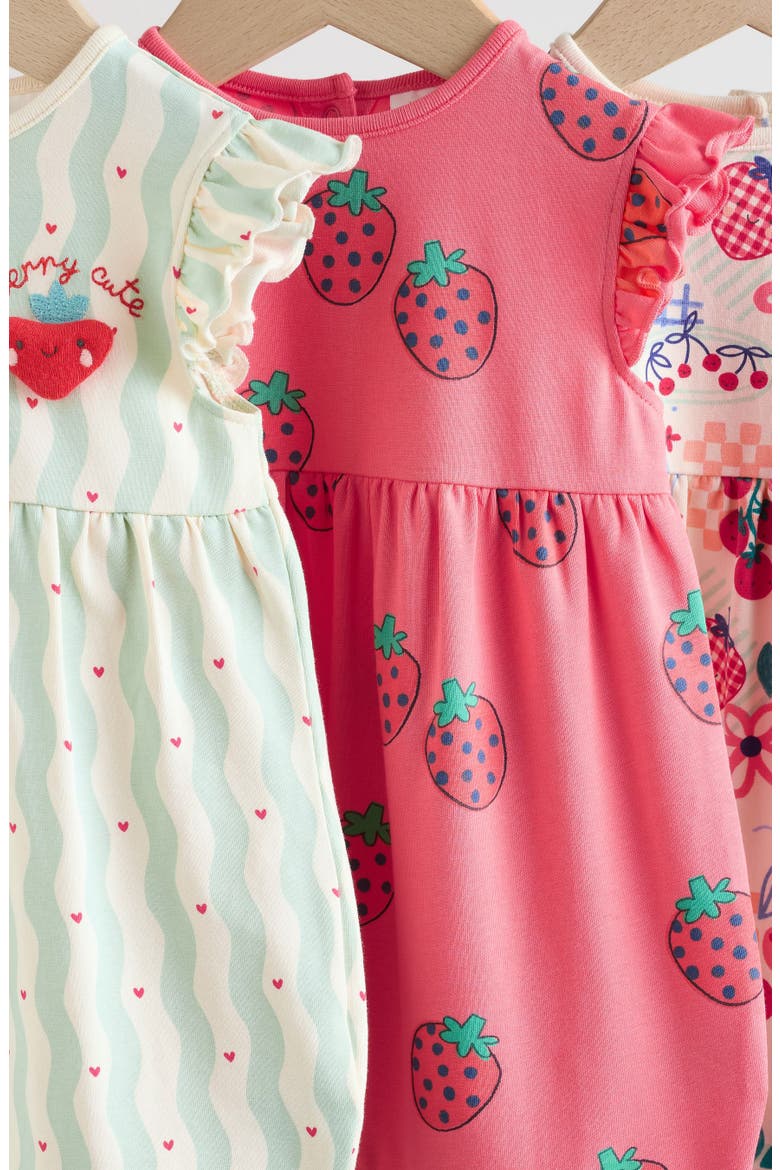 Pack of 3 Assorted Frill Rompers, Alternate, color, RED