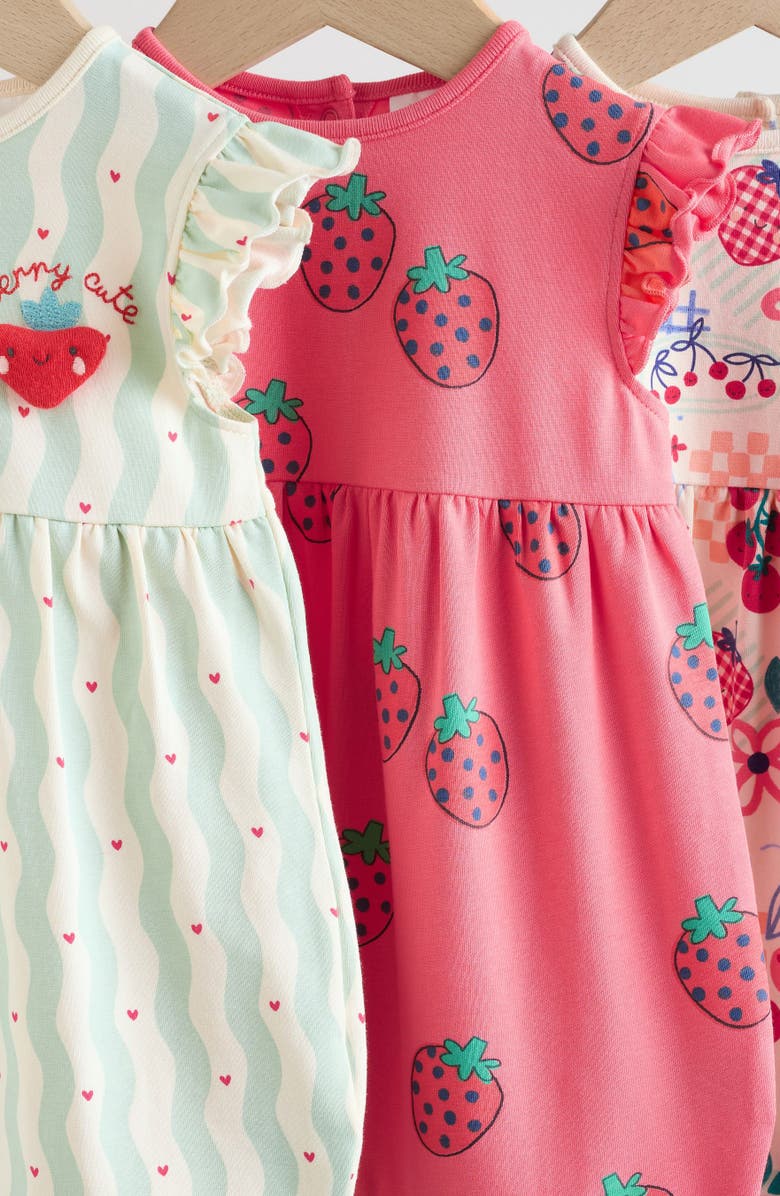 NEXT Pack of 3 Assorted Frill Rompers, Alternate, color, Red