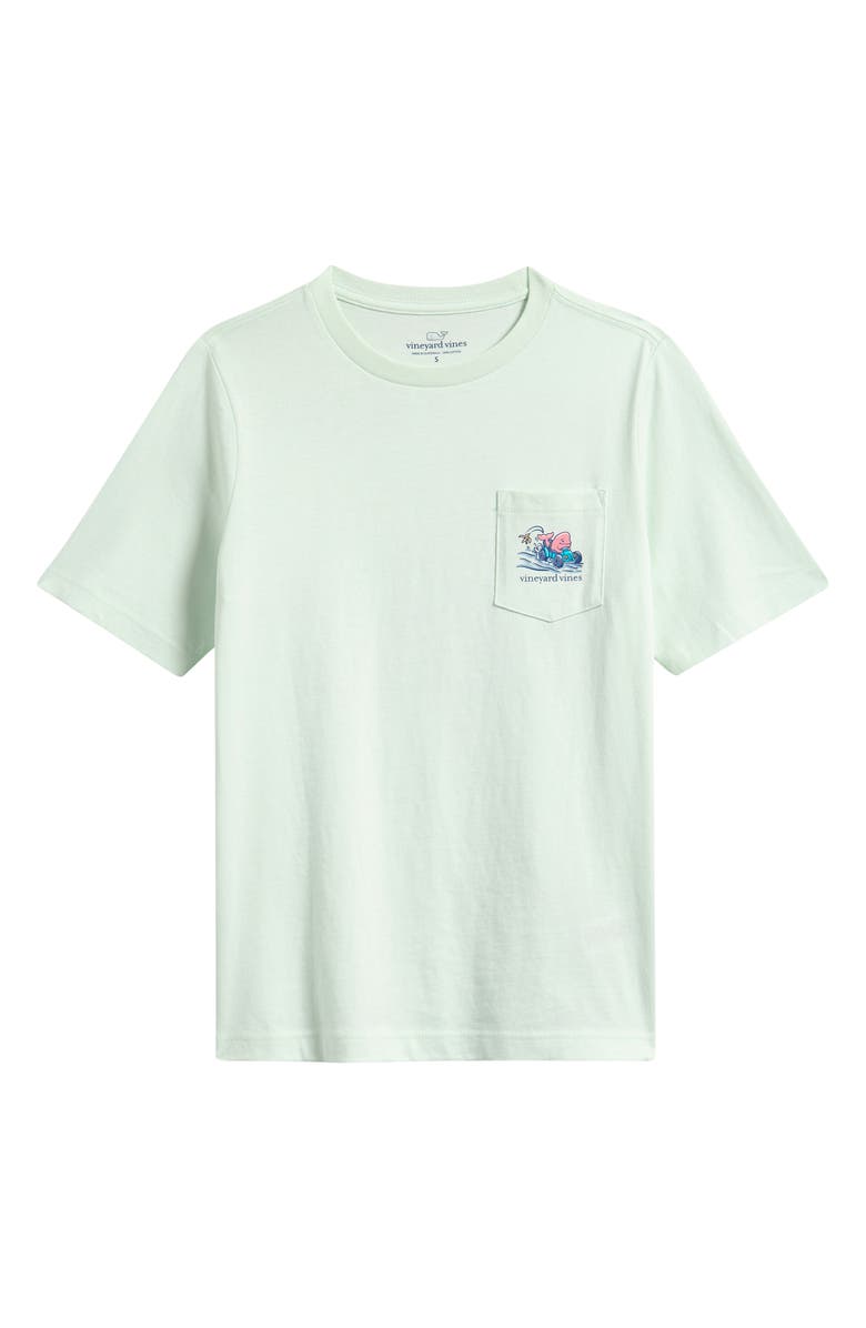 vineyard vines Kids' Whale Kart Pocket Graphic T-Shirt, Main, color, Aqua Glass