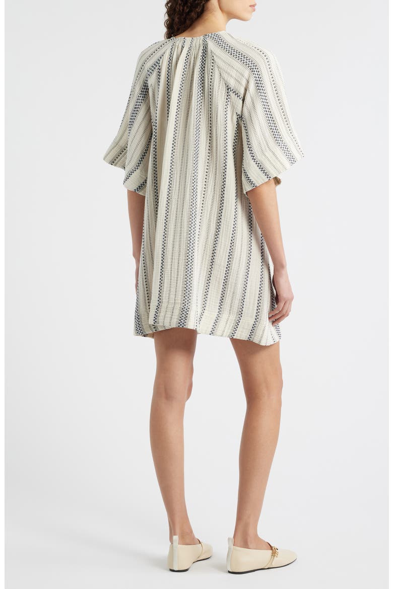 Noronha Stripe Organic Cotton Gauze Shirtdress, Alternate, color, CREME