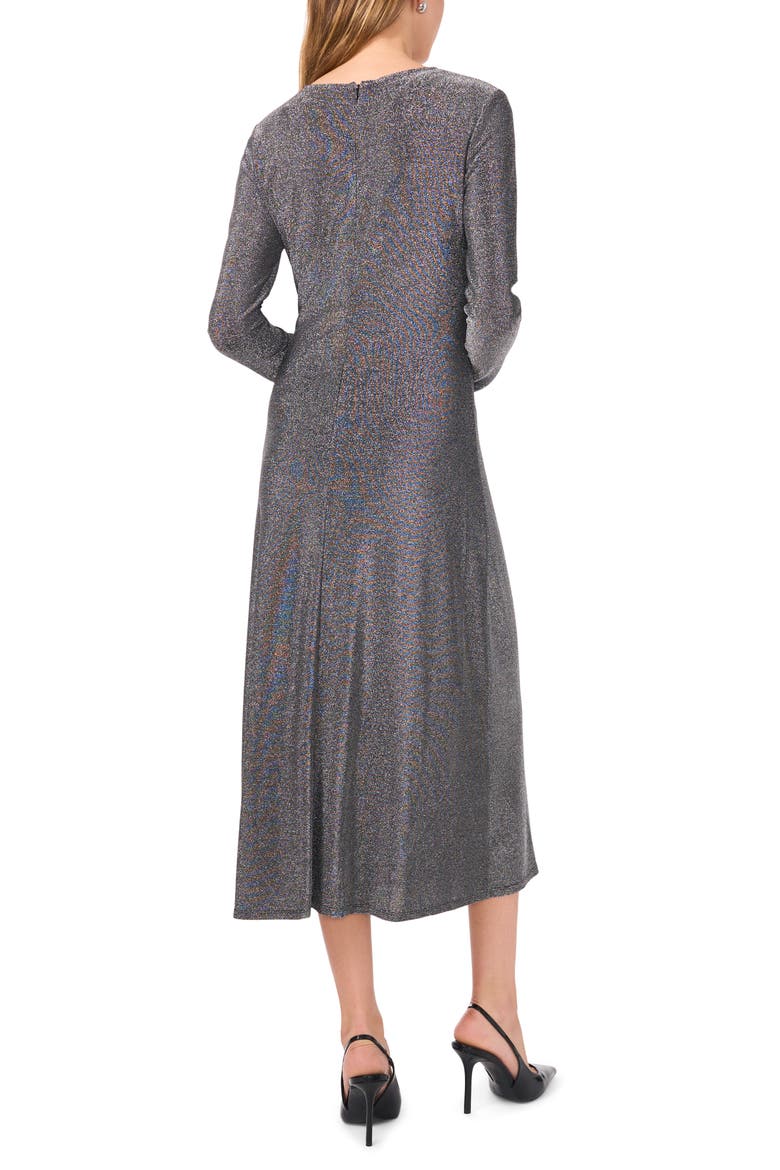 Long Sleeve Metallic Knit Midi Dress, Alternate, color, RICH BLACK