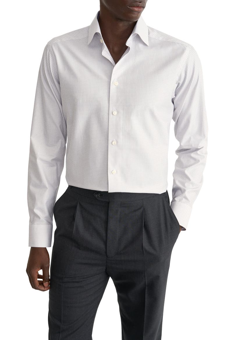 Contemporary Fit Checked Shirt, Main, color, LIGHT BEIGE