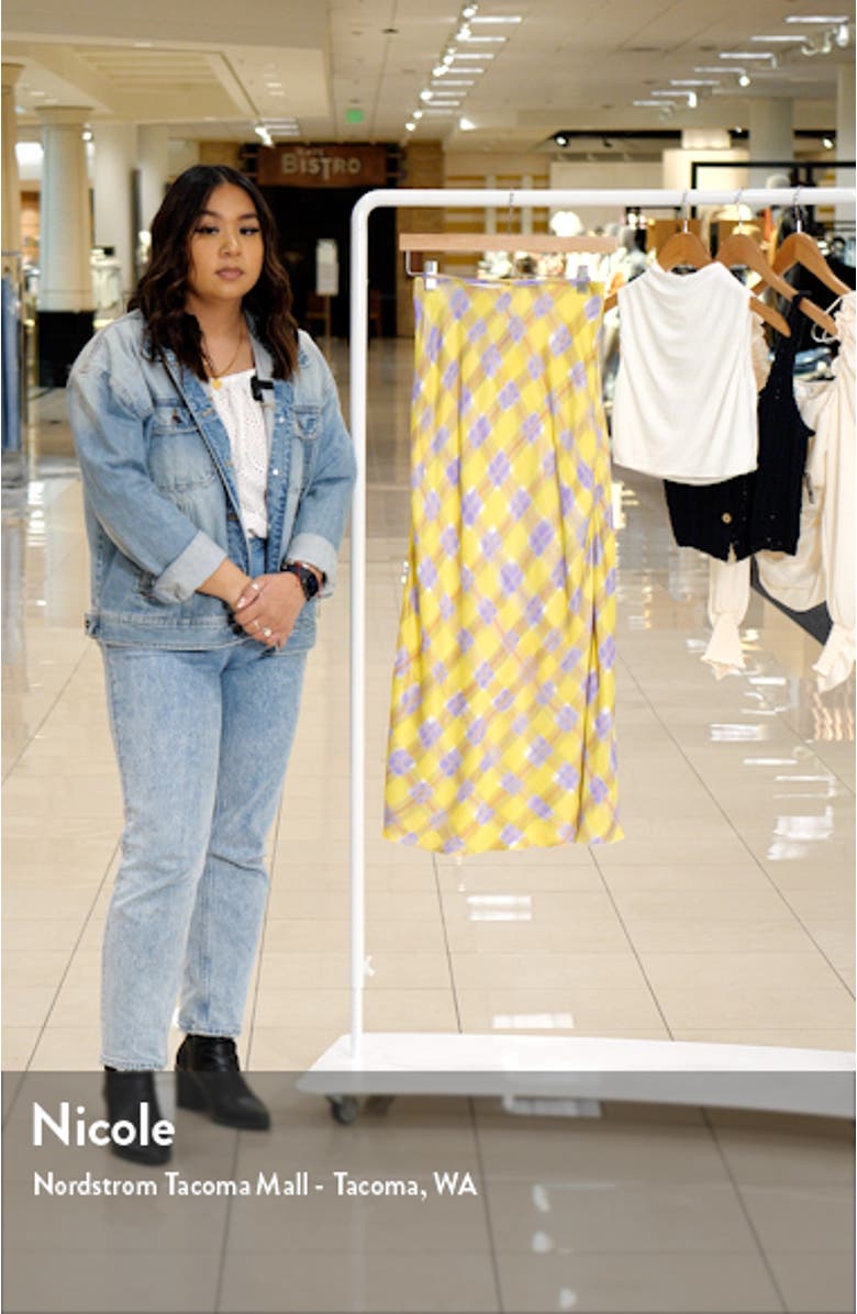 Check Tie Waist Satin Midi Skirt, sales video thumbnail