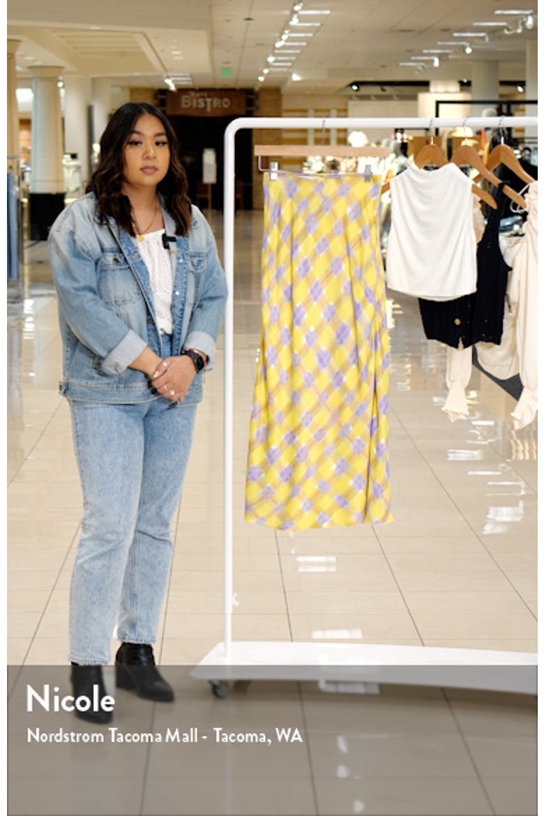 Check Tie Waist Satin Midi Skirt video