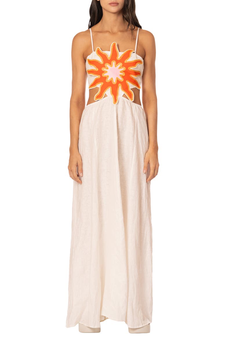 Coconut Milk Owen Cutout Maxi Dress, Main, color, LIGHT BEIGE