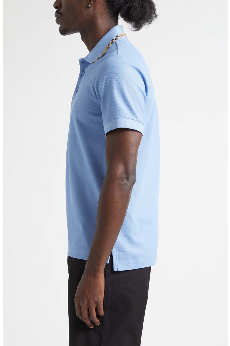 Eddie Check Trim Cotton Piqué Polo, Alternate, color, CORNFLOWER BLUE