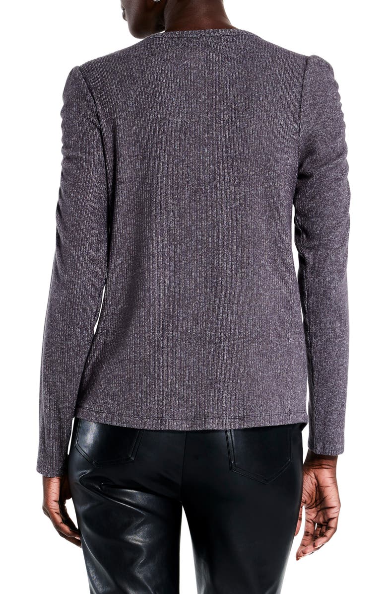 NIC+ZOE Ruched Sleeve Rib Top, Alternate, color, Eclipse