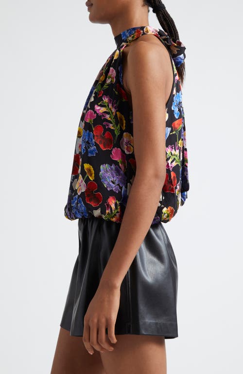 Alice And Olivia Maris Gathered Floral-print Jacquard Top In Timeless Blossom