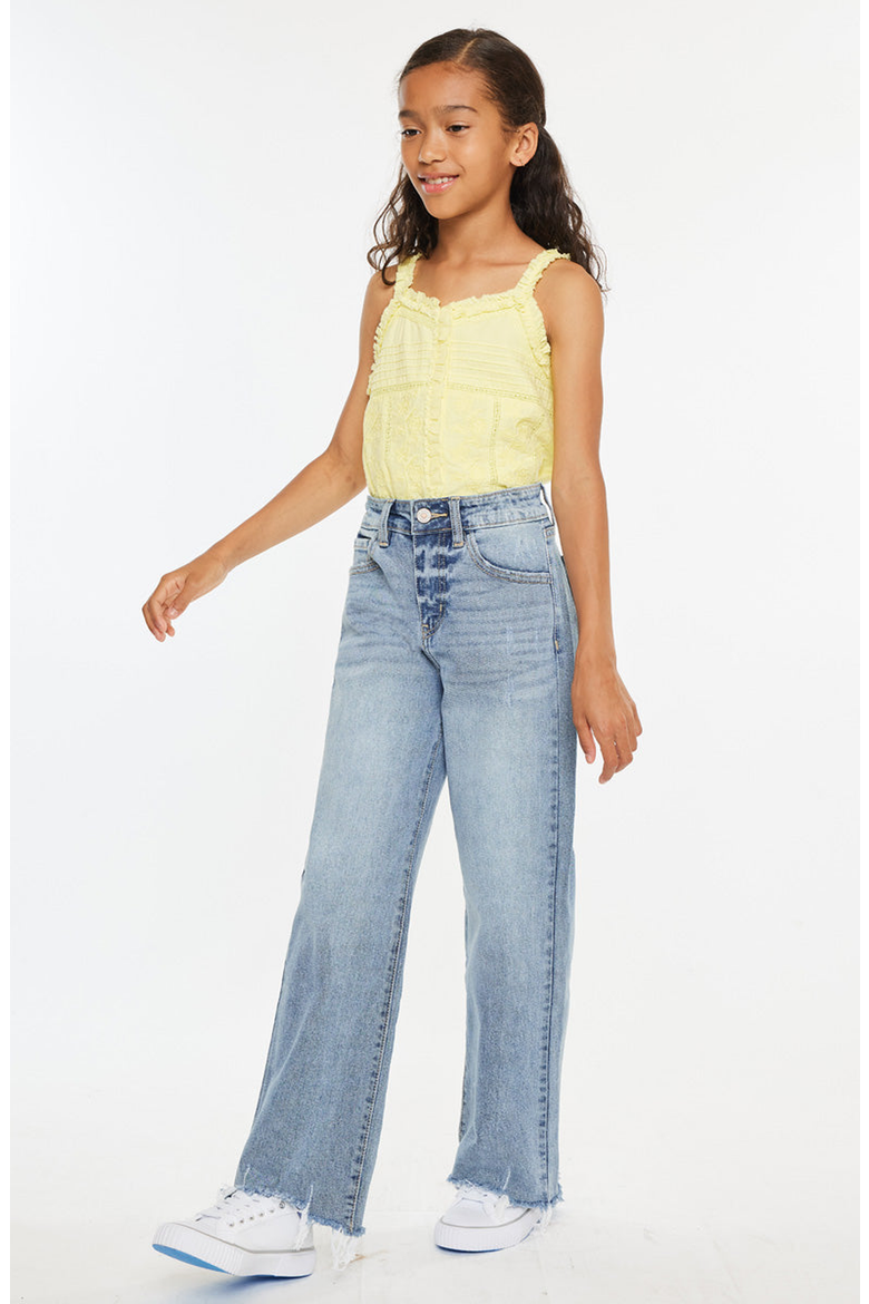 Bee High Rise Slim Wide Leg Jeans, Alternate, color, Light Wash