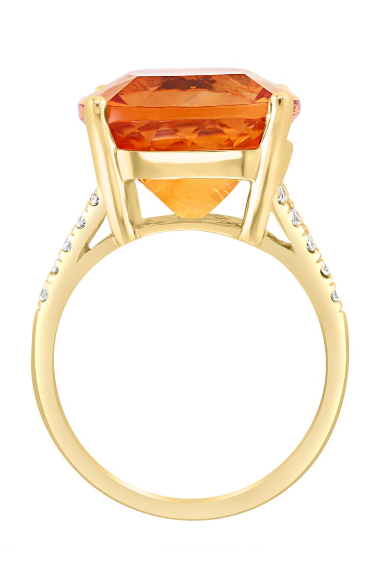 14K Yellow Gold Diamond & Citrine Cushion-Cut Ring, Alternate, color, 14K Gold