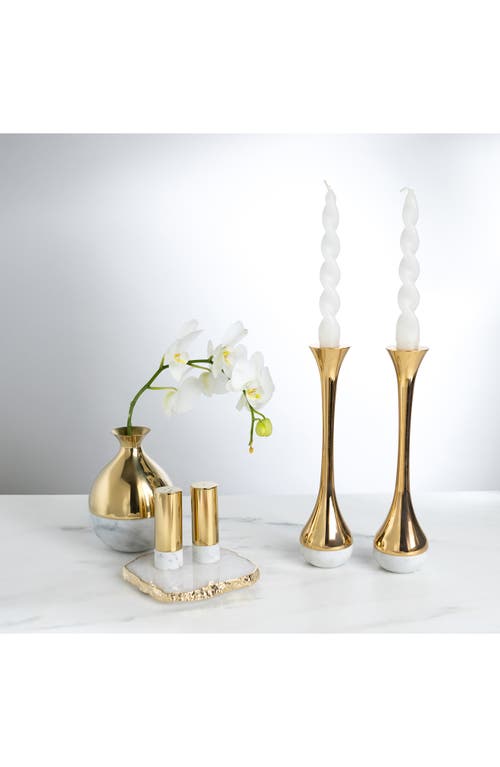 Anna New York Dual Marble Salt & Pepper Shakers In White And Gold