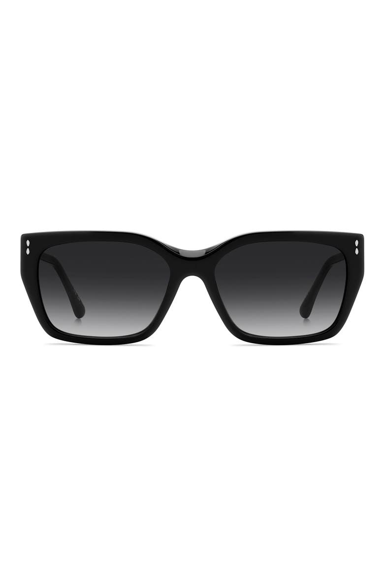58mm Rectangular Sunglasses, Main, color, BLACK