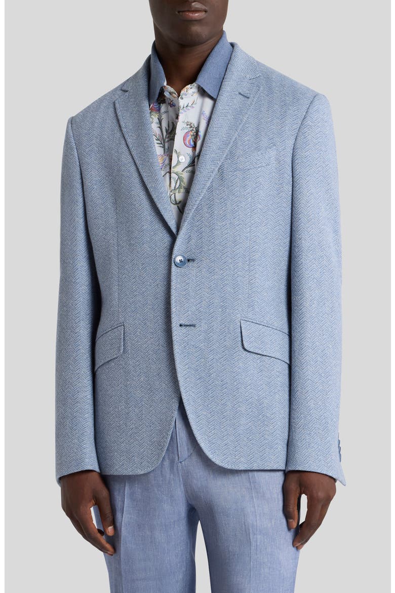 Roma Jersey Cotton & Linen Herringbone Sport Coat, Main, color, AZZURRO