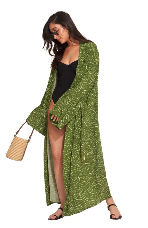Gottex Beach Life Issey Swim Cover Up Kimono In Multi/green