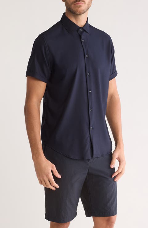 Short Sleeve Woven Button-Up Shirt