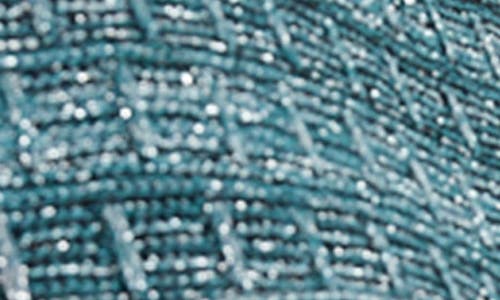 Misook Metallic Tweed Shift Sweater Dress In Blue