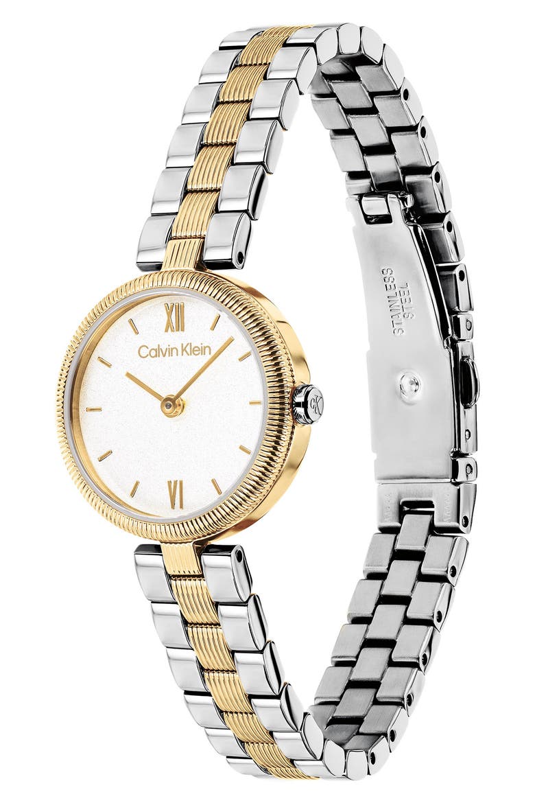 Gleam Quartz Bracelet Watch, 24mm, Alternate, color, WHITE